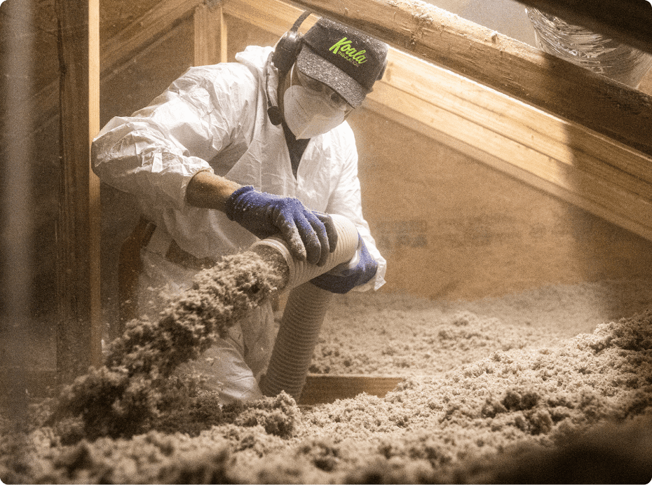 Professional blown-in insulation installation service to improve residential or commercial property energy efficiency.